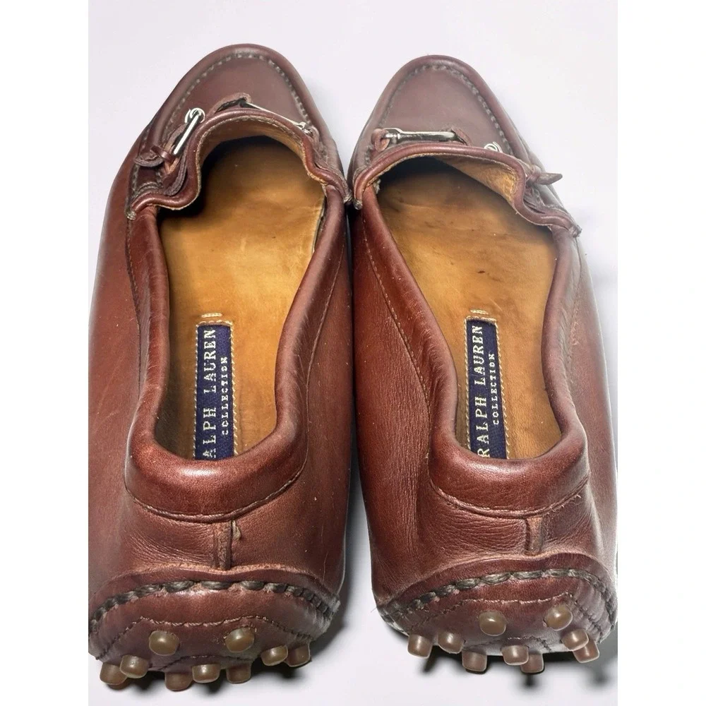 Ralph Lauren Purple Label Cordovan Brown Leather Drivers Loafers Size 7